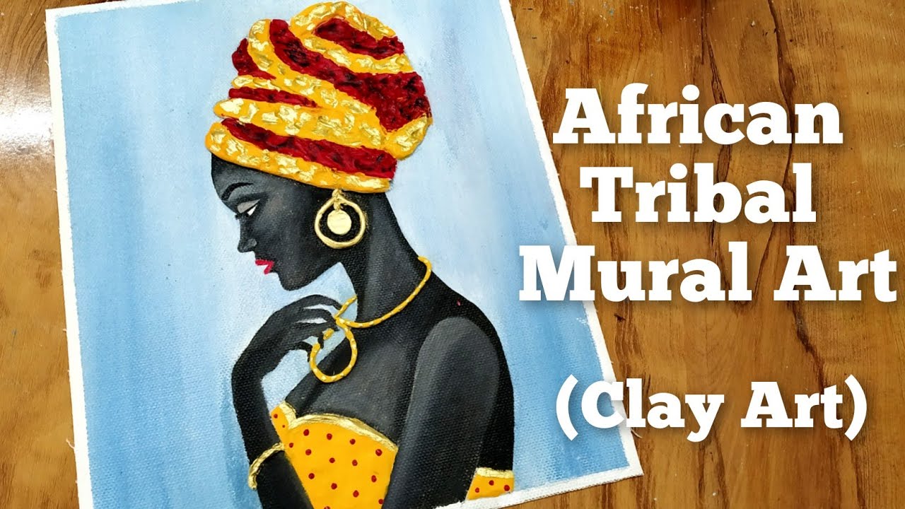 DIY African Tribal Mural Painting on Canvas Pad/ Tribal Clay Art/3D Painting/ African Woman Painting