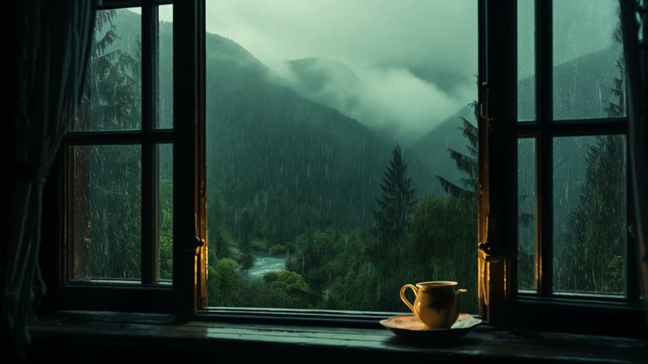 Midnight Rain and Thunderstorm 🌩️ Cozy Bedroom Sanctuary for Anxiety Relief and Healing Sleep