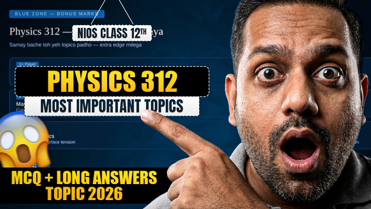 NIOS Class 12 Physics Important Questions with Answers 2026 | Physics 312 Most Important Questions