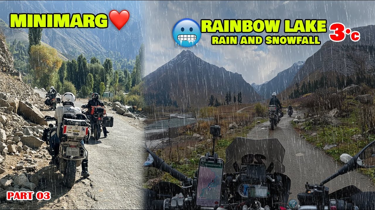 Minimarg to Domel Rainbow Lake ❄️Ride in Snowfall & Rain🥶Unreal Winter Adventure