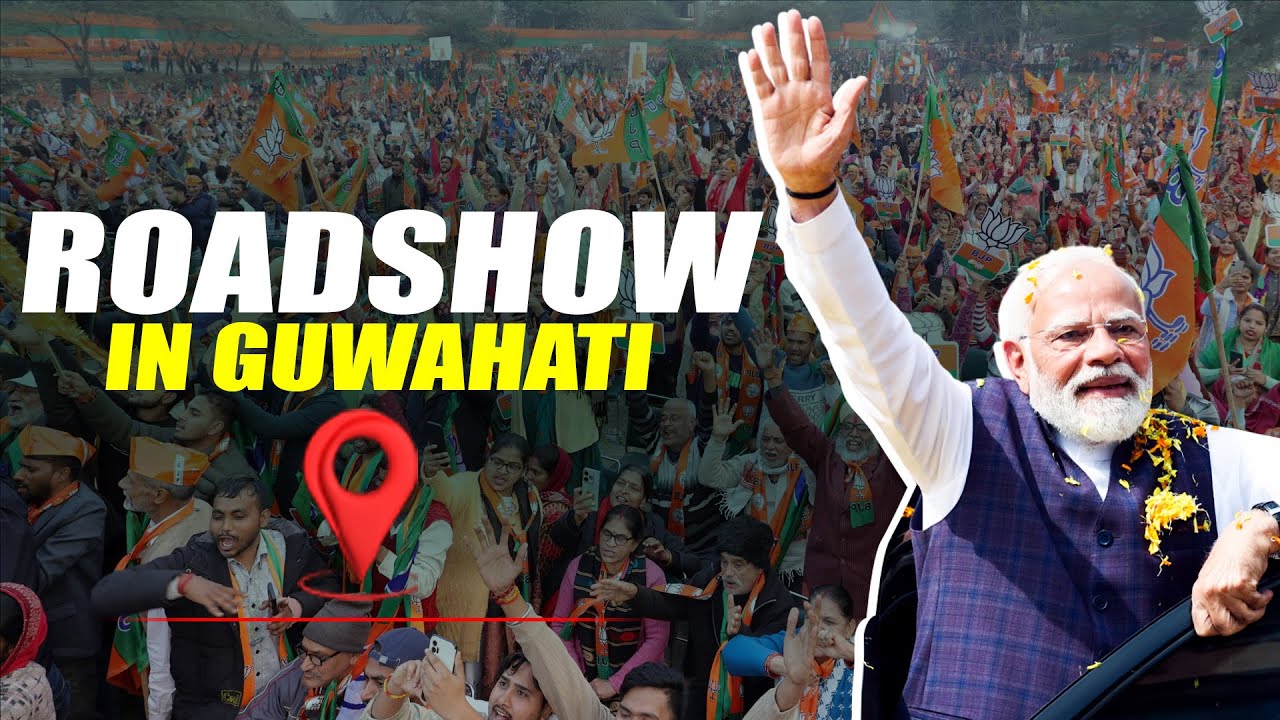 Prime Minister Narendra Modi Holds Roadshow in Guwahati, Assam