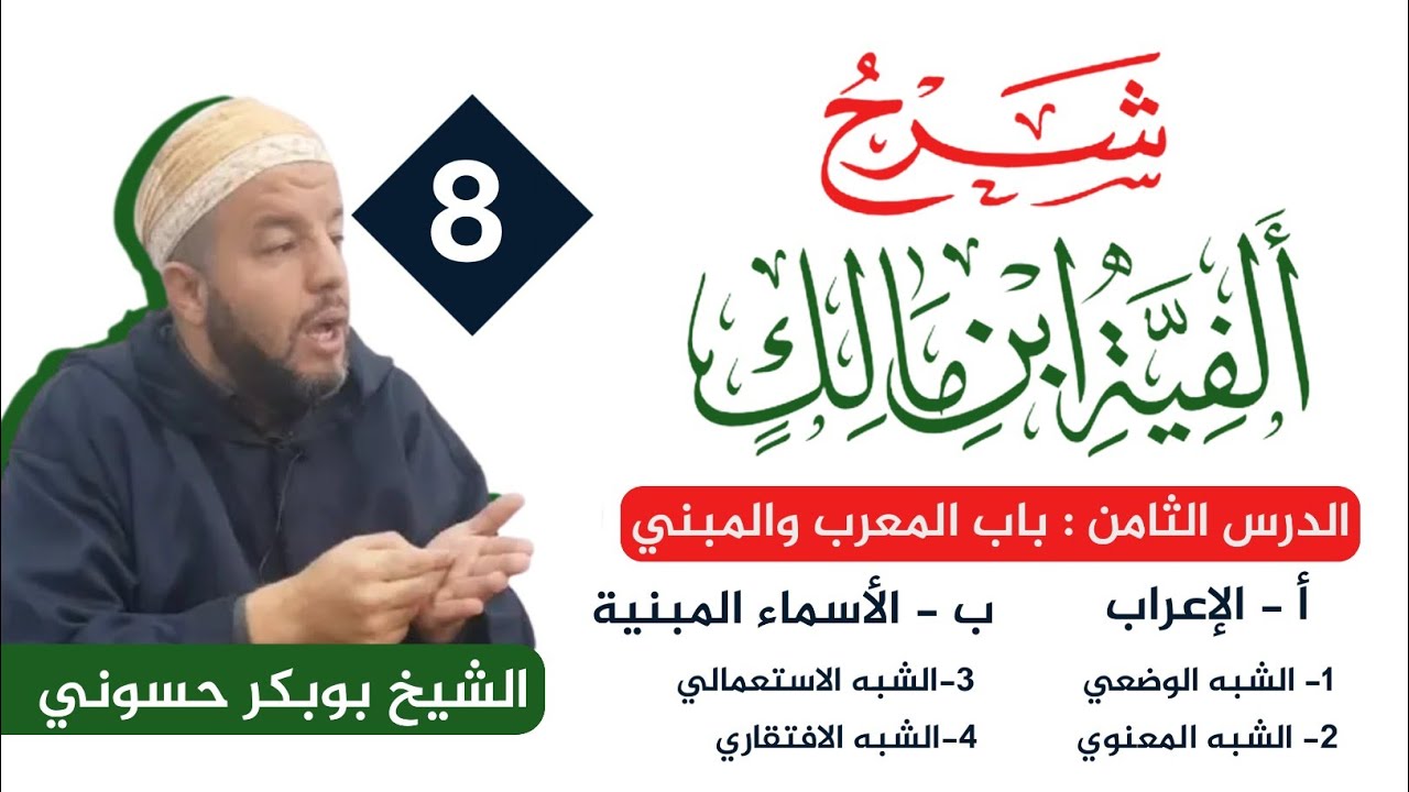 شرح ألفية ابن مالك {8} | المعرب والمبني 1  | الشيخ حسوني