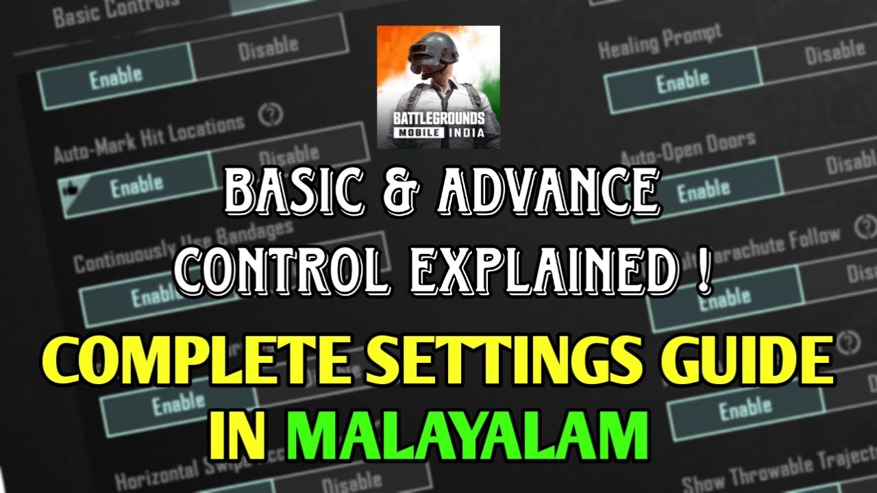 Bgmi Settings guide Malayalam | Basic & advanced control settings explained |