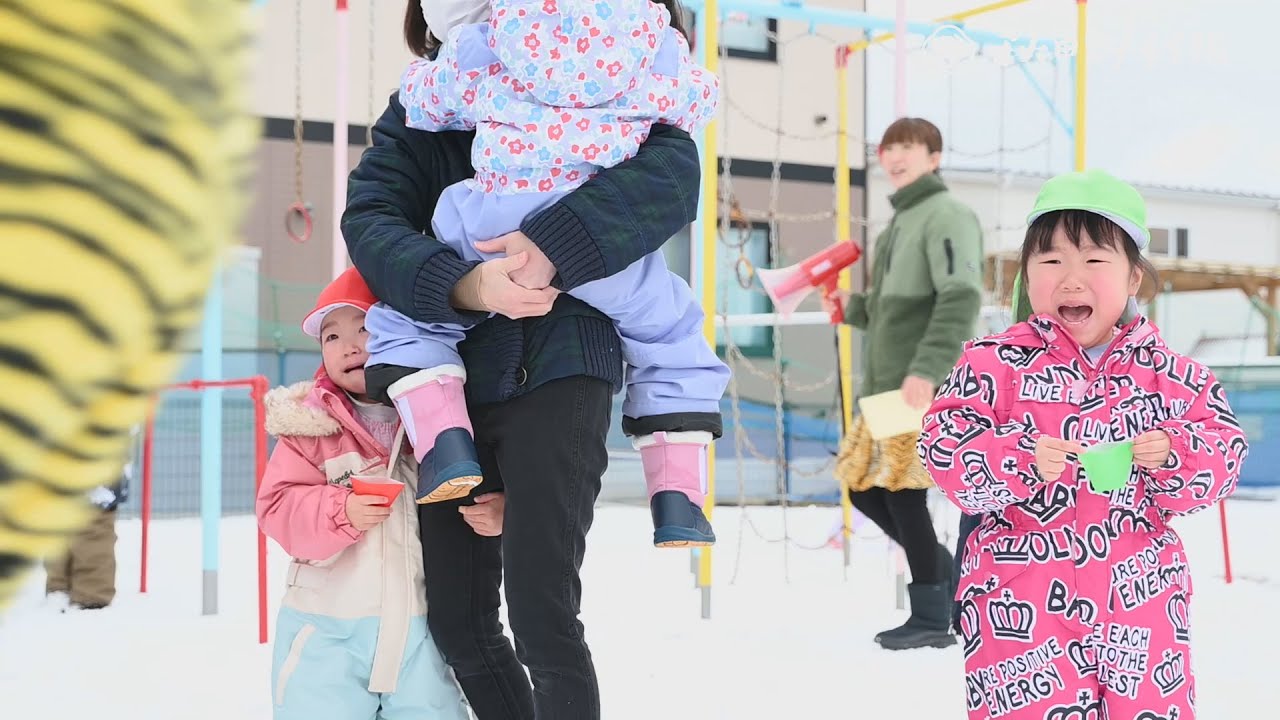 「鬼は外！福は内！」園児が元気に豆まき　秋田市の太陽幼稚園・ベビー園
