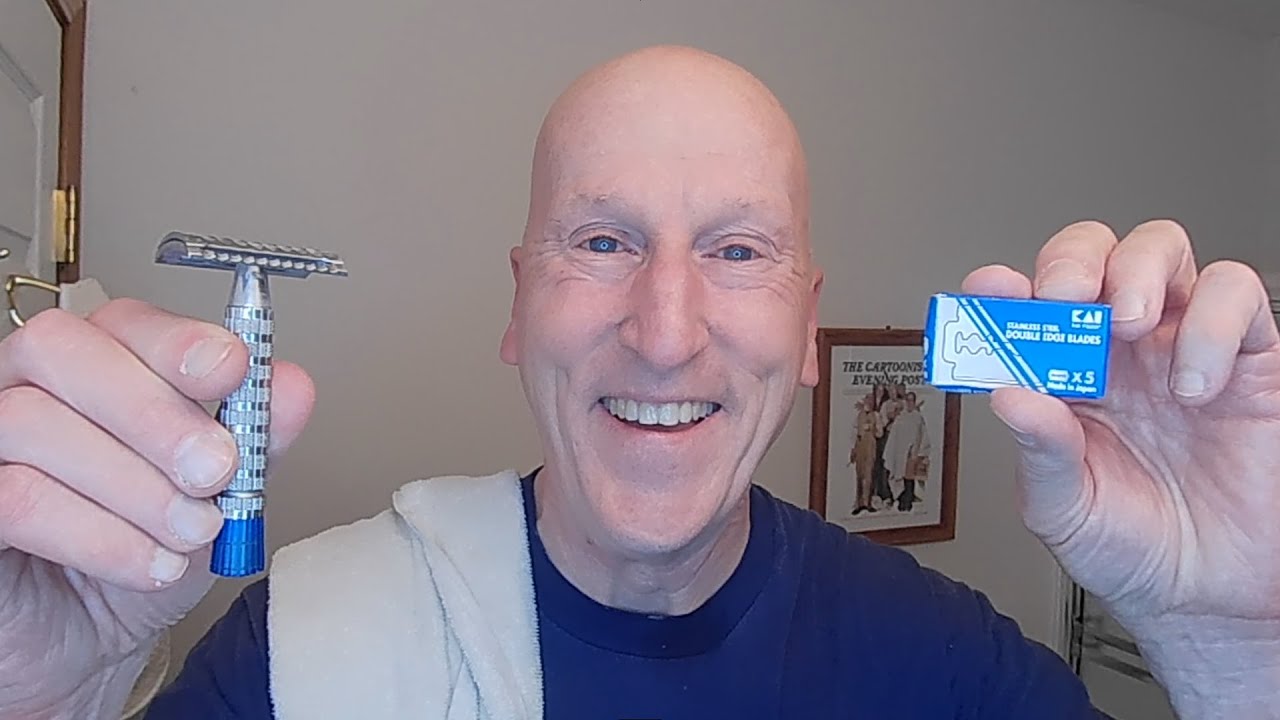 A Kai Razor Blade, The Meta4 Razor, Shave Chaser Shave Soap, and Three Days' Beard Growth