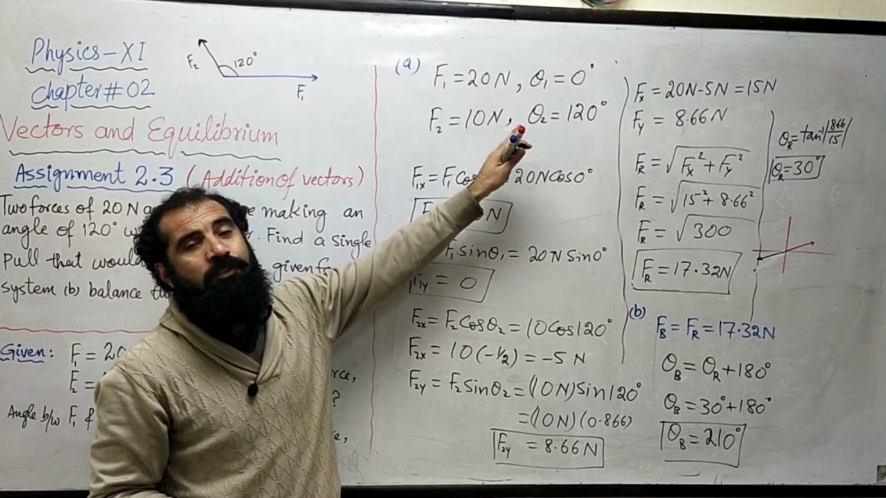 Assignment 2.3 Vectors and equilibrium physics class 11 KP and Federal Boards