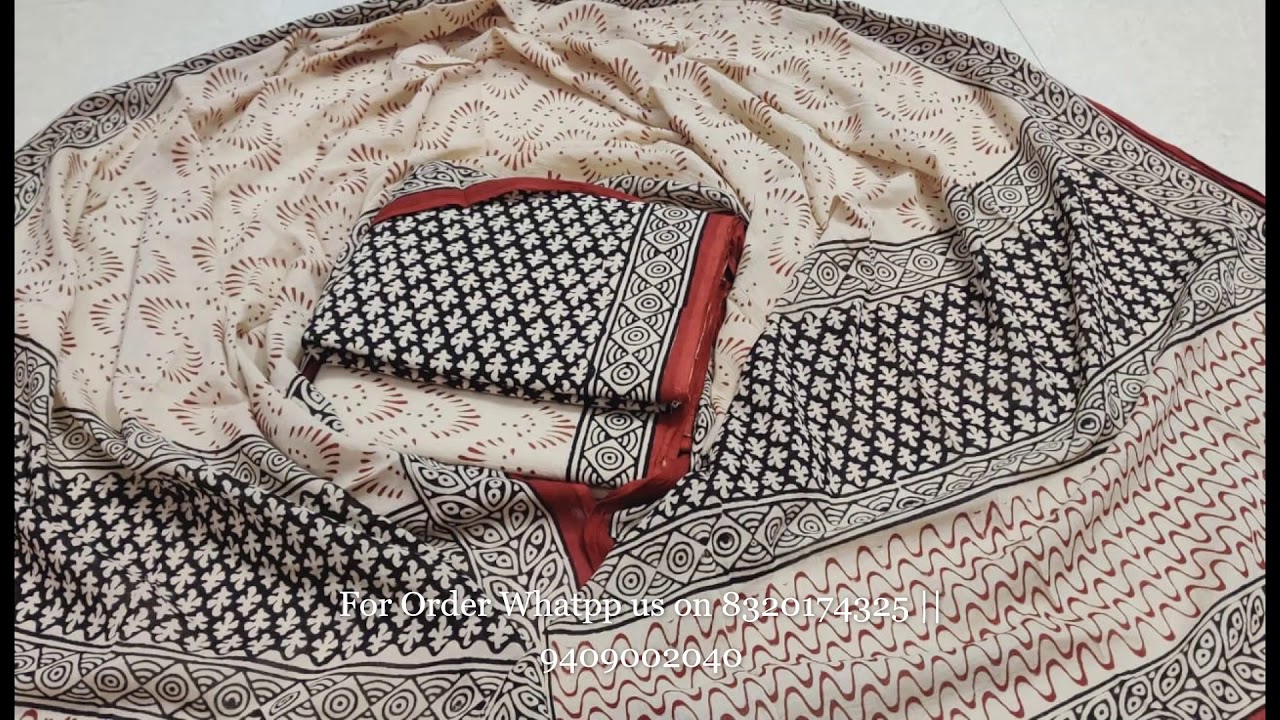 Traditional Hand block printed Cotton suit with cotton dupatta|| Latest Design Of Block Print Suit