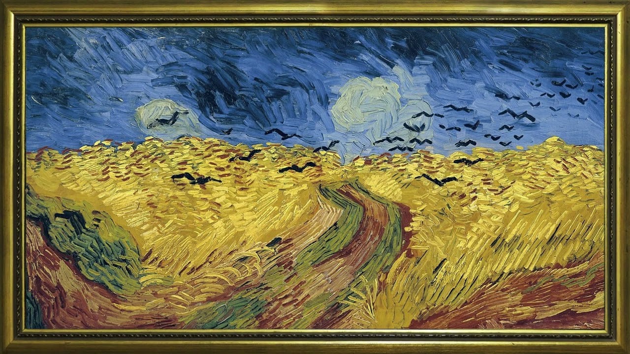 Van Gogh Wheatfield with Crows Painting | Gold Frame TV Art | 2 Hour Screensaver for TV | Wallpaper