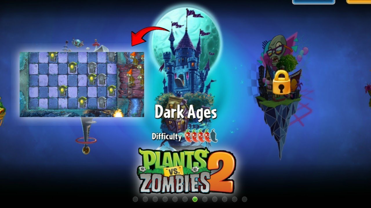 Aku masuk di Adventure Dark Ages, Level 1 - Level 5, Plants vs Zombies 2 Indonesia