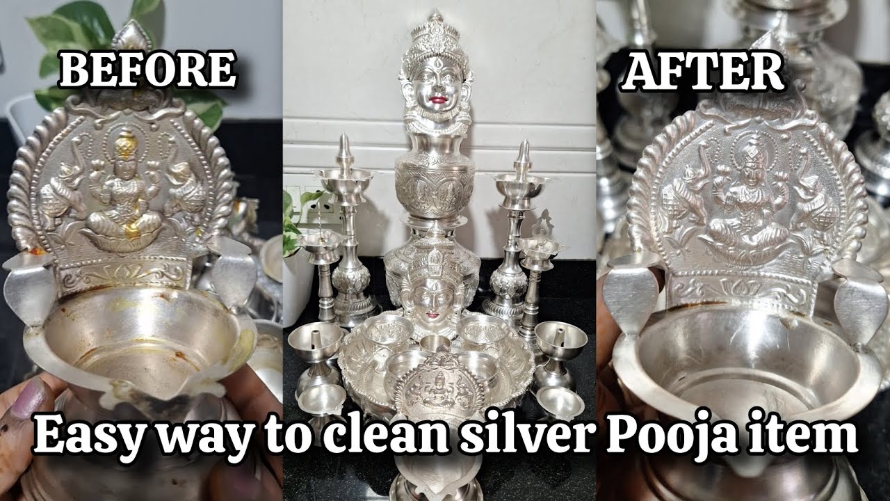 Easy way to clean silver pooja items / Silver cleaning / pooja items #swapnakumar 