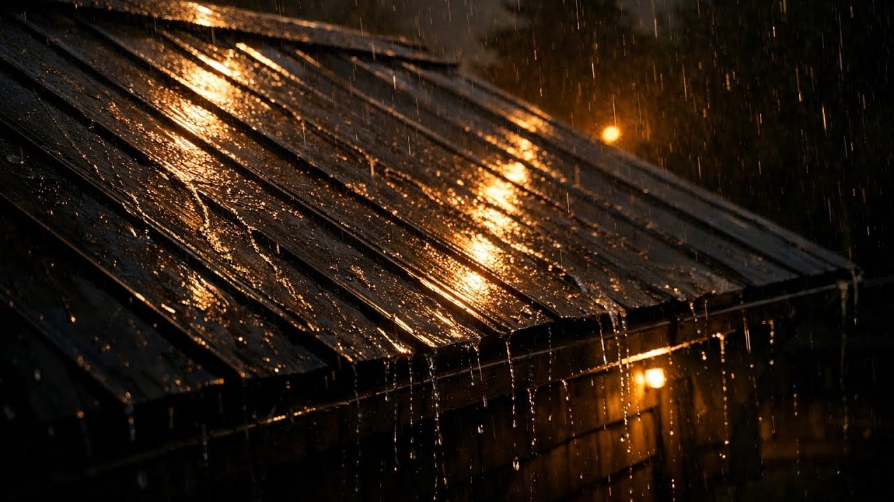 Rain on the Roof at Night 🌧️ Cozy Night Rain Sounds for Sleep & Relaxation