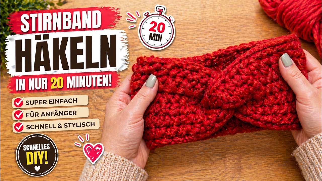 Stirnband h&auml;keln in nur 20 Minuten! (Super einfach & blitzschnell)