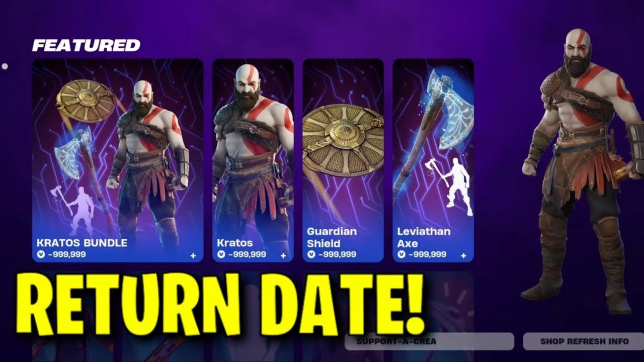 KRATOS SKIN RETURN RELEASE DATE in FORTNITE ITEM SHOP JULY 2026!
