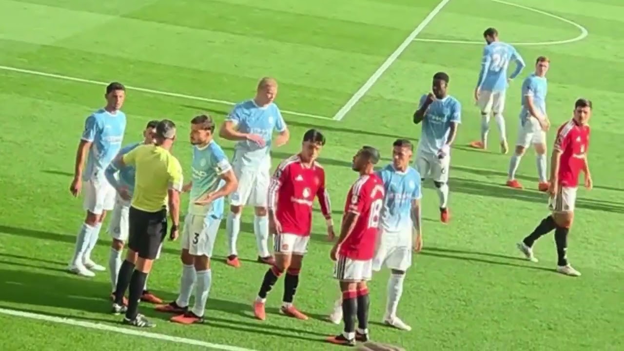 Donnarumma with Bruno Fernandes after Phil Foden Red Card in Man City vs Man United | Premier League
