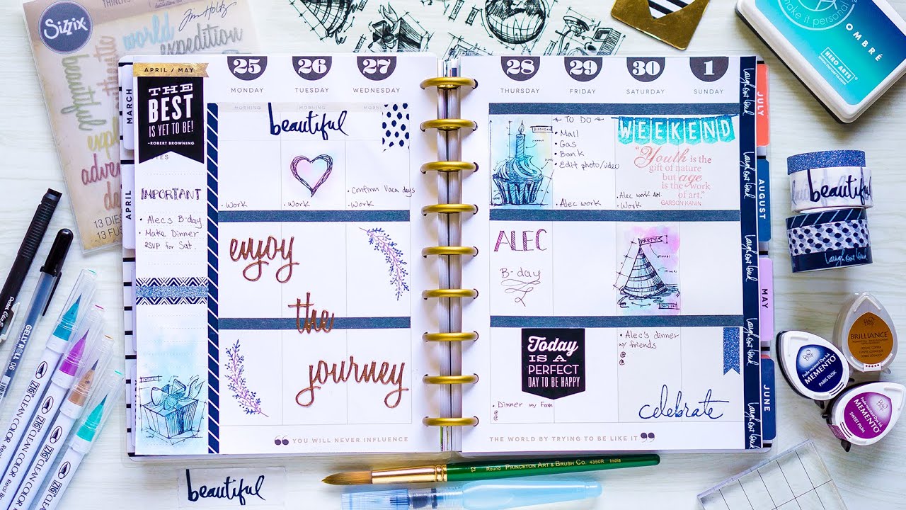 Plan With Me #6 | Watercolor and Stamping in my Happy Planner 2016