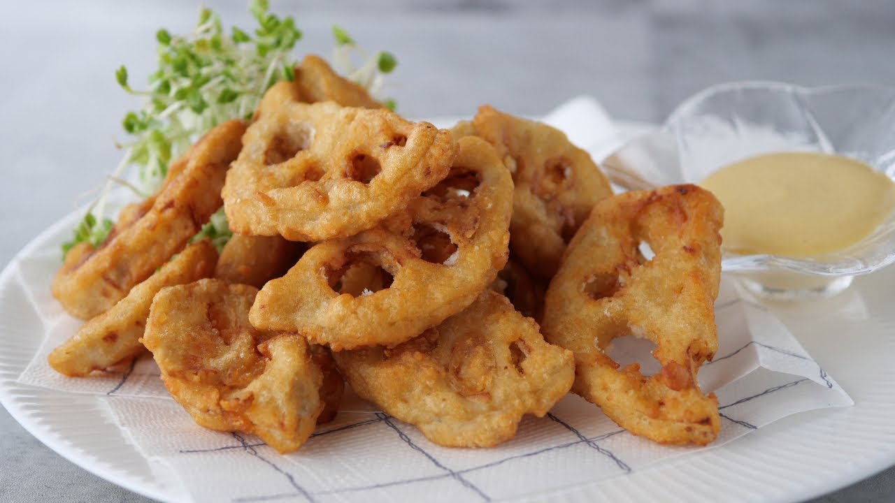 【ほくほくかりっ♡れんこん唐揚げ】この食べ方ハマるはず!「焼肉のタレで下味一発♪」「まるめし」 | Fried lotus root