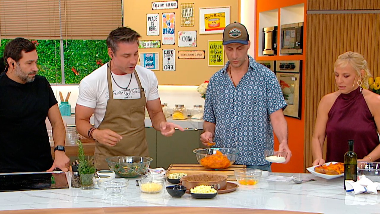 TARTA BICOLOR SUPER FÁCIL: Luciano Cáceres ayudó a Rodrigo Cascón con esta receta riquísima