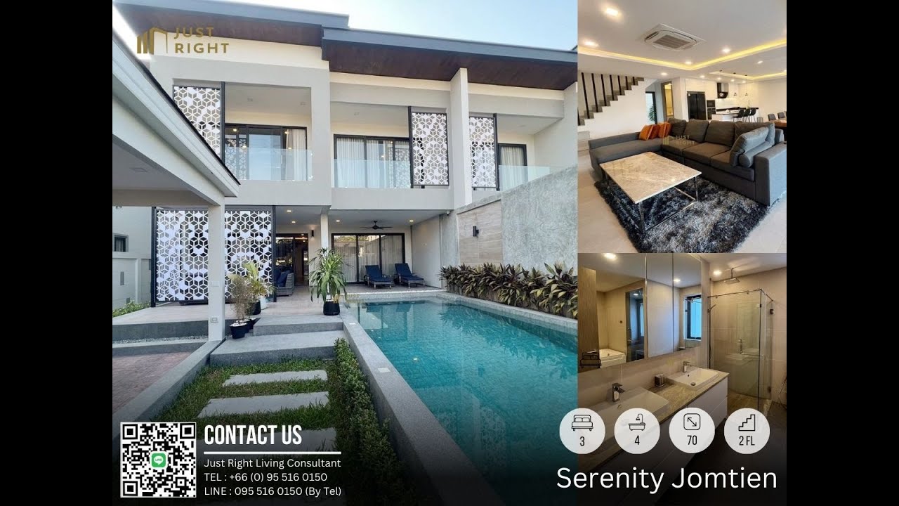 บ้านเดี่ยว Serenity Jomtien Villas | 230* sq.m.| 3 bedrooms 4 bathrooms | For Sales Kevin 0955160150