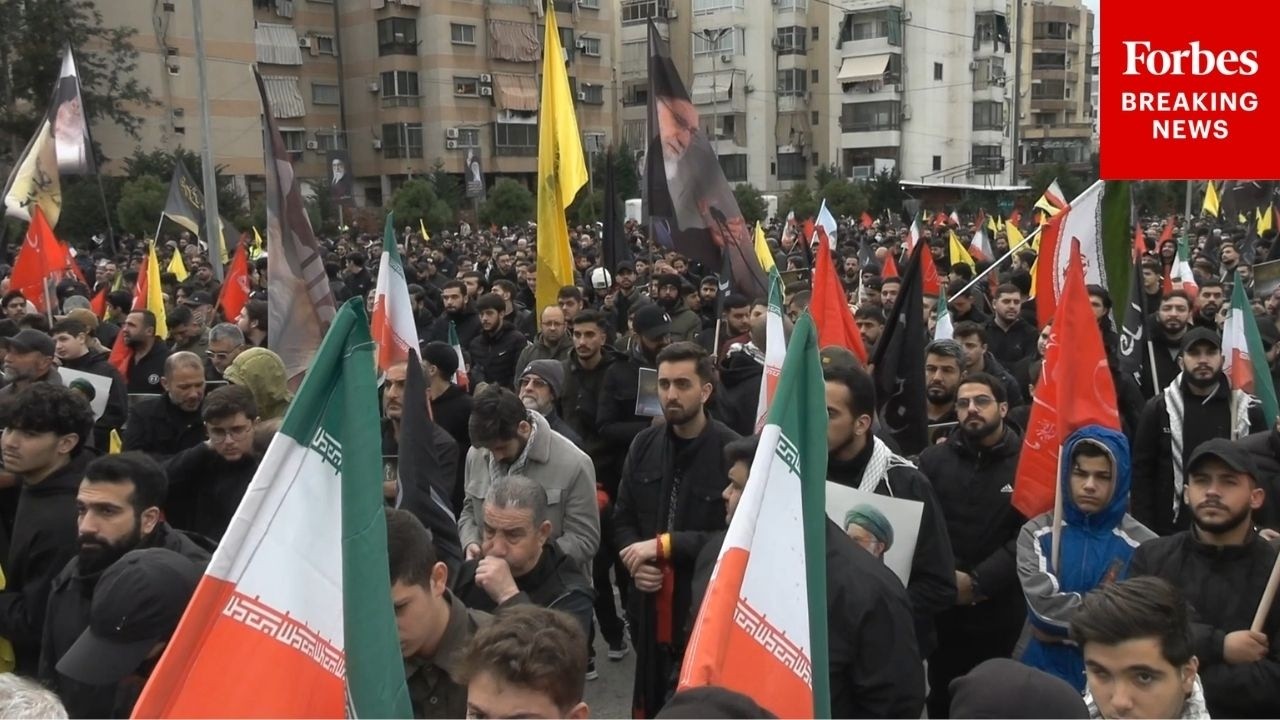 Thousands In Beirut Protest U.S.-Israeli Strikes On Iran, Death Of Iranian Supreme Leader Khamenei
