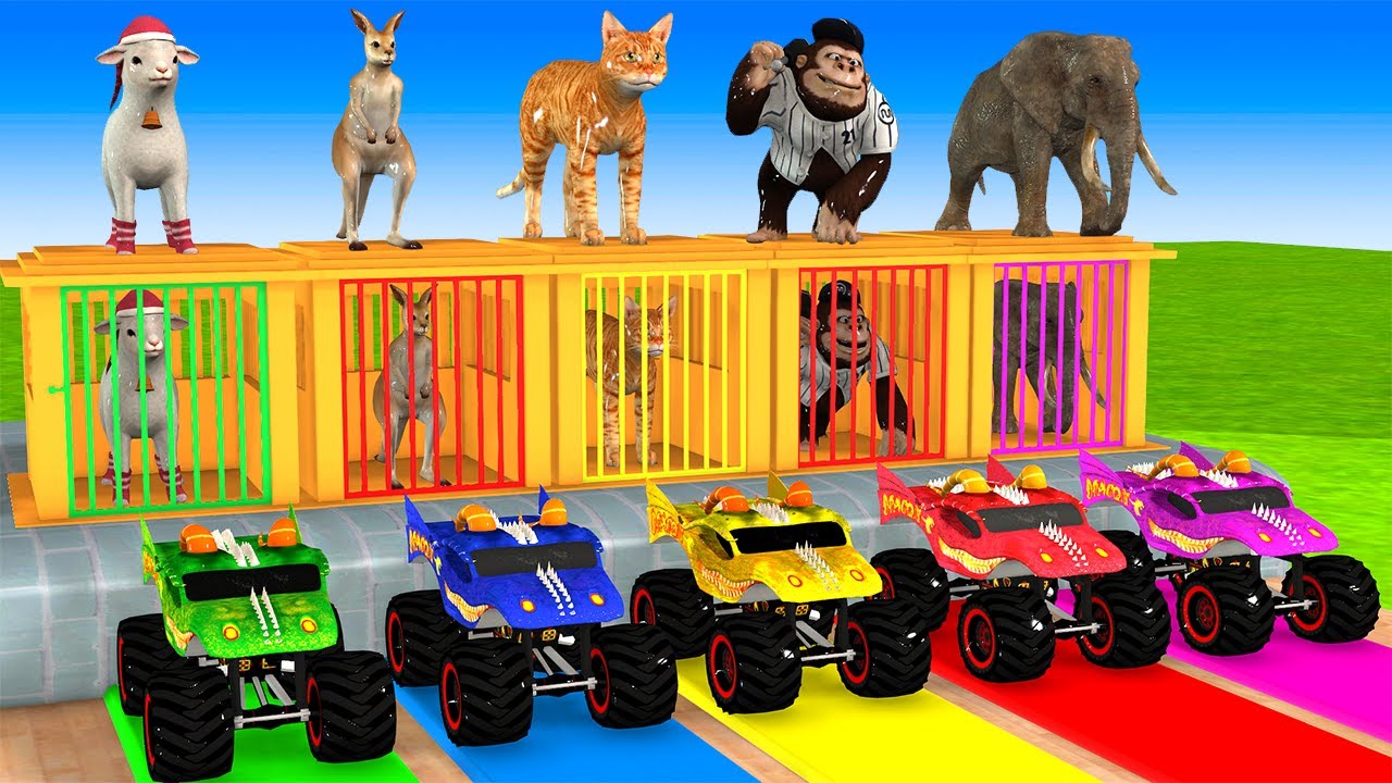 Long Slide Game With Cow Elephant Gorilla Hippopotamus Tiger 3d Animal Game Funny 3d Animals