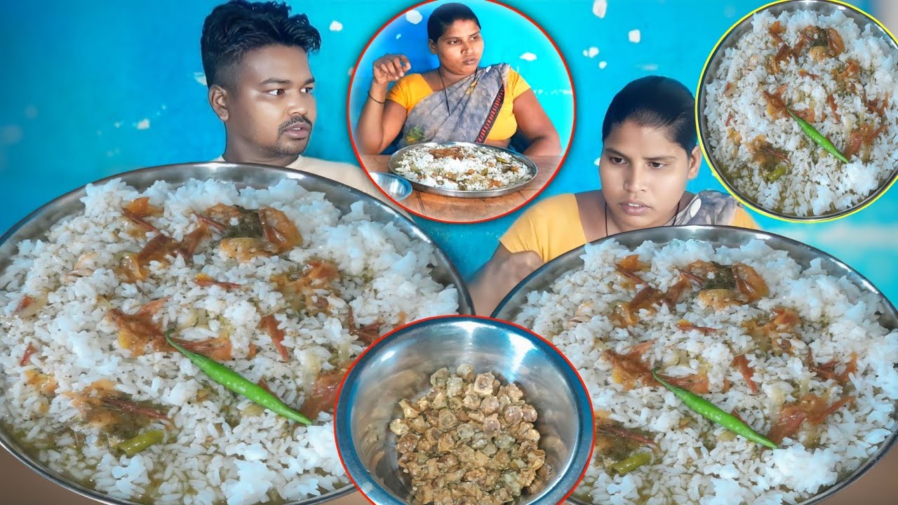 eating show | village Traditional sarsu gura dabka with rice eating | mukbang bari rice
