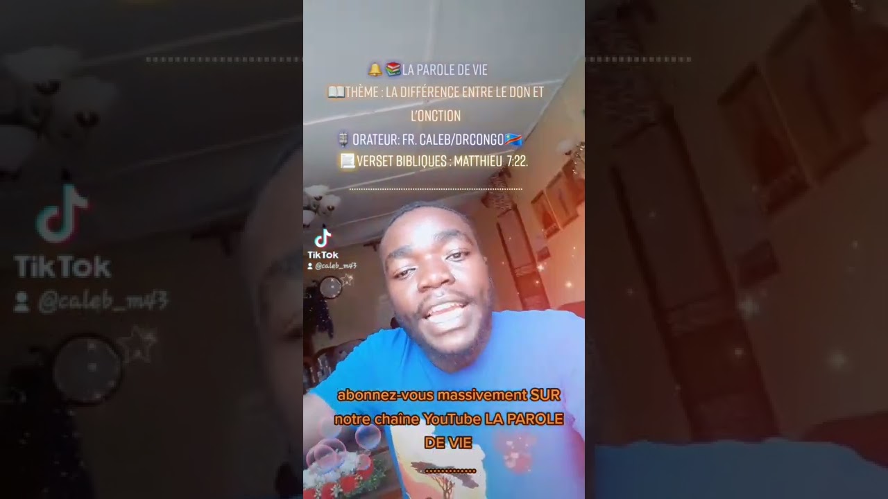 th&egrave;me : LA DIFF&Eacute;RENCE ENTRE LE DON ET L''ONCTION , Orateur: fr caleb