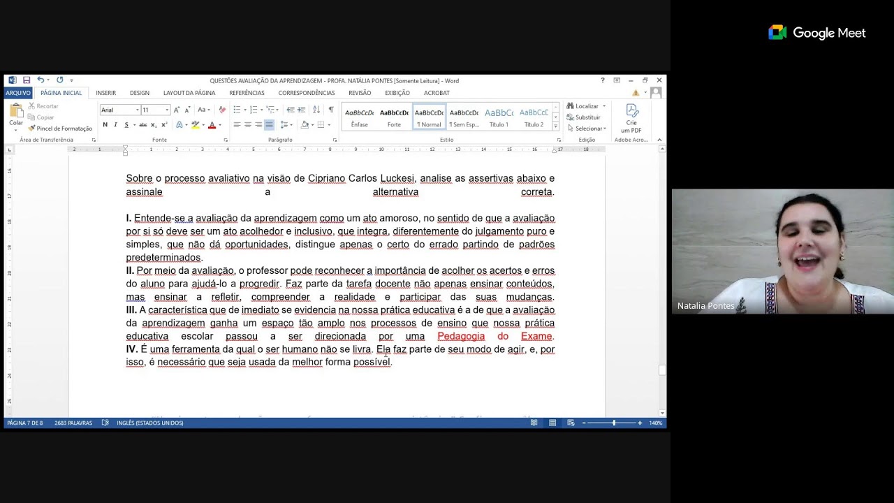 Aula Conhecientos Pedagógicos- Prof Natália Pontes- AVALIAÇÃO