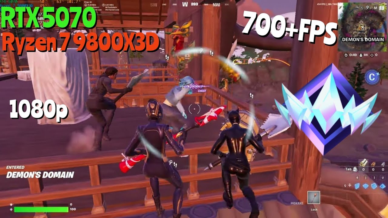 RTX 5070 + Ryzen 7 9800X3D | Fortnite CHAPTER 6 season 3 Ranked | 700+FPS  | 1920x1080 | low meshes