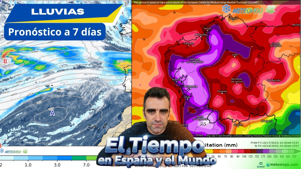 Así llegan las BORRASCAS ☔​ ATLÁNTICAS a España: más de 300 mm en algunos escenarios y algo más…