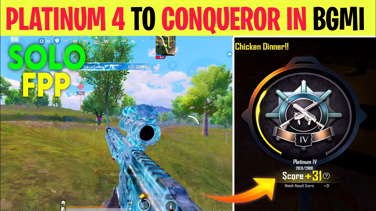 🇮🇳 SOLO FPP : DAY - 1 😊 PLATINUM 4 TO CONQUEROR RANK PUSH IN SOLO FPP BGMI 🔥✅