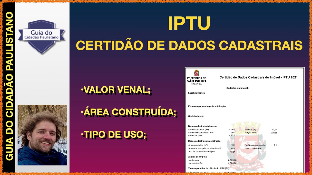 CERTIDÃO DE DADOS CADASTRAIS. VALOR VENAL DO IMÓVEL