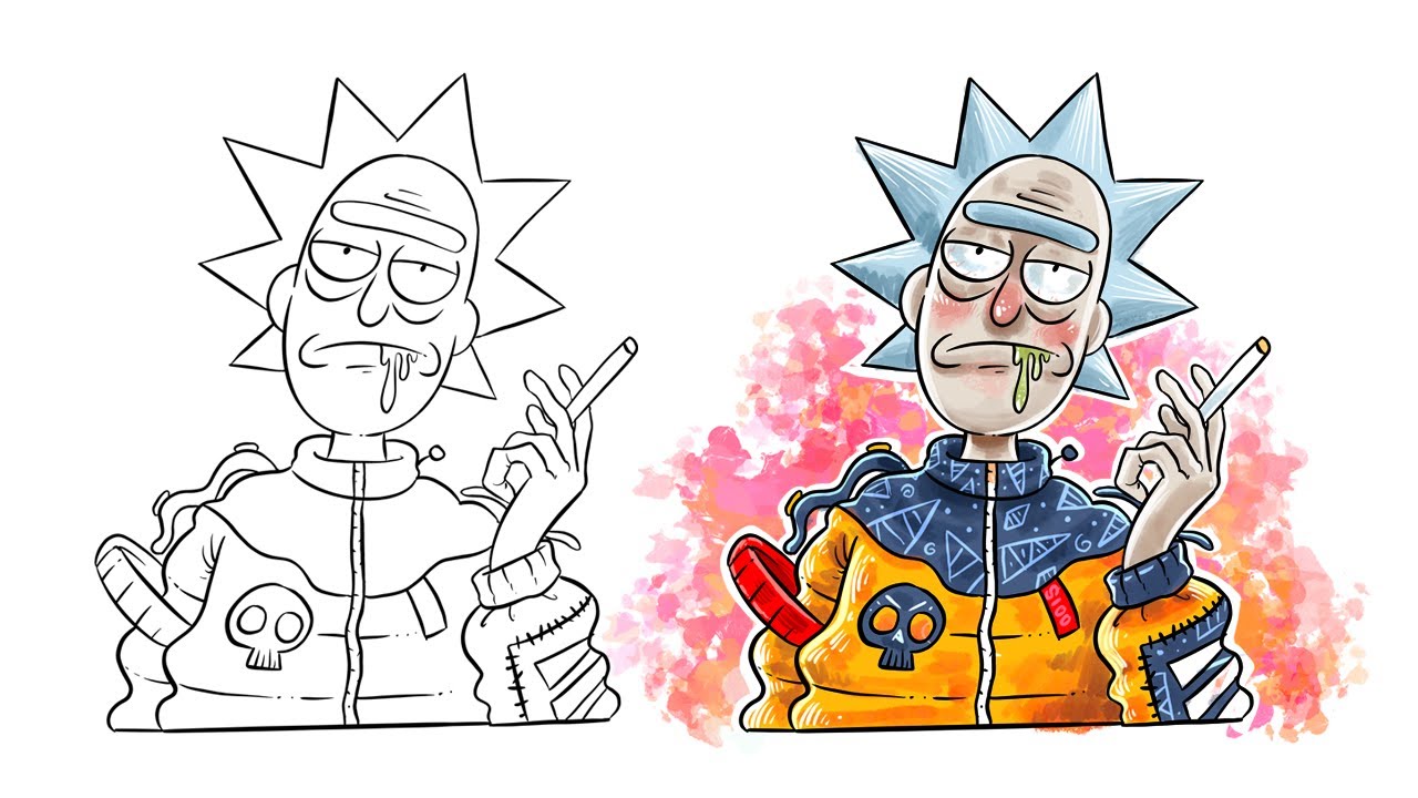 how to draw Rick and Morty Hypebeast