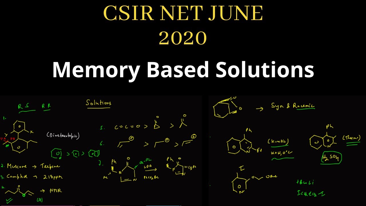 Memory based solutions  - CSIR-NET 2020 Chemistry