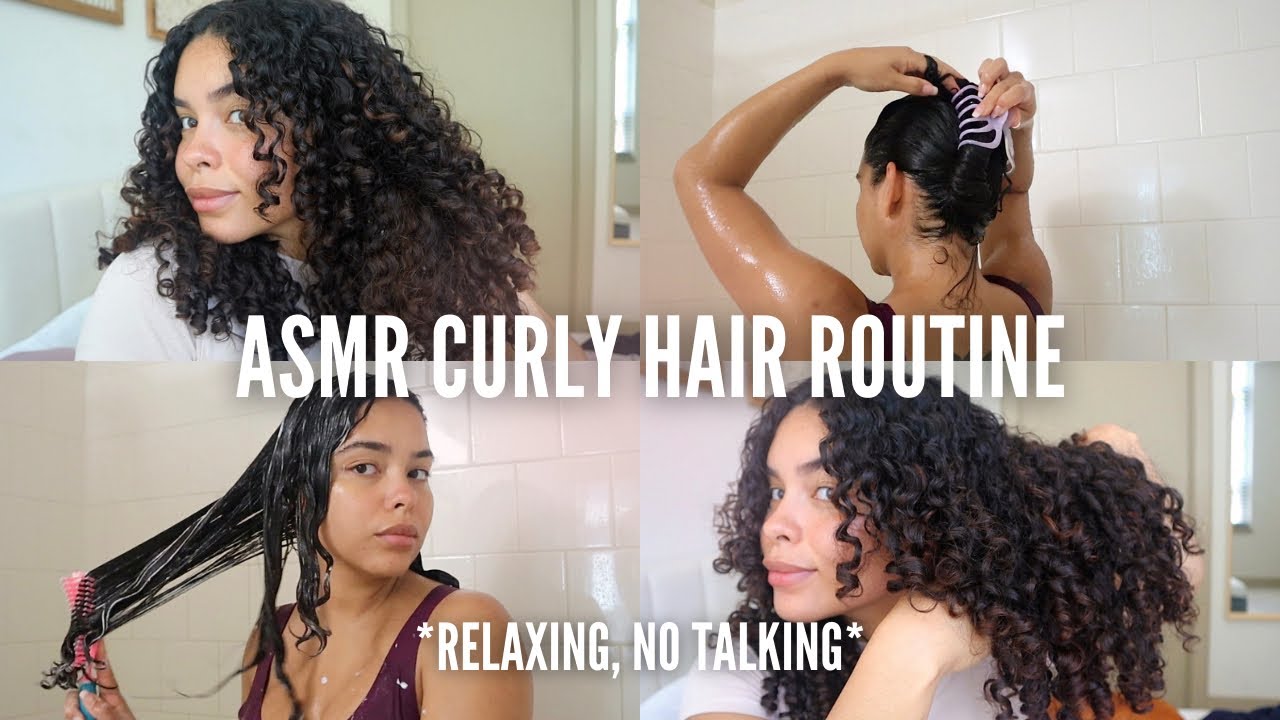 ASMR CURLY HAIR WASH DAY 💦 no talking, water sounds, relaxing, new Rizos Curls mousse