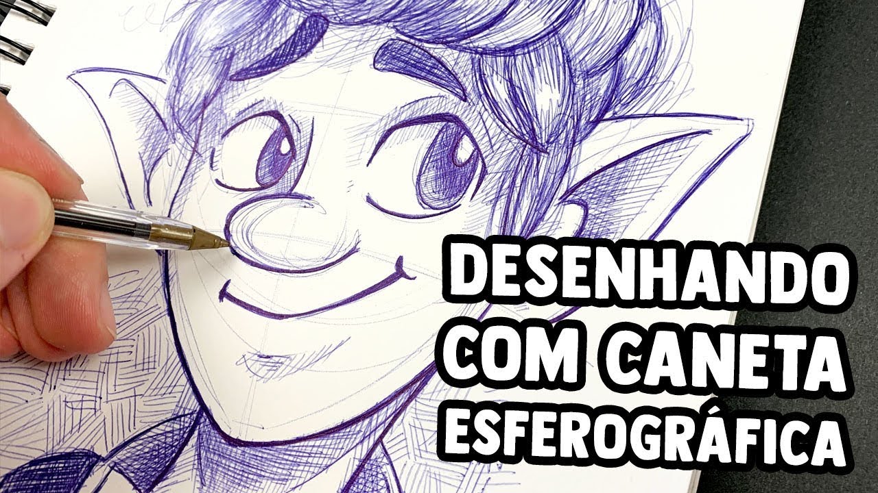 TENTANDO DESENHAR SOMENTE COM UMA CANETA ESFEROGRÁFICA - A FAMOSA CANETA AZUL