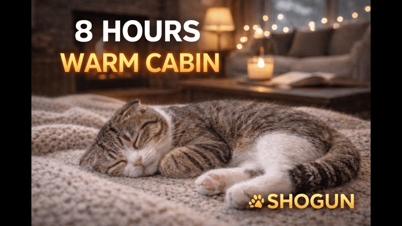8 Hours Cozy Cabin Fireplace 🔥 Warm Winter Ambience for Sleep, Study & Relax