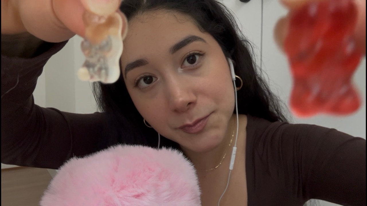 ASMR- Gummy Bear Eating Sounds (semi-inaudible whispers)