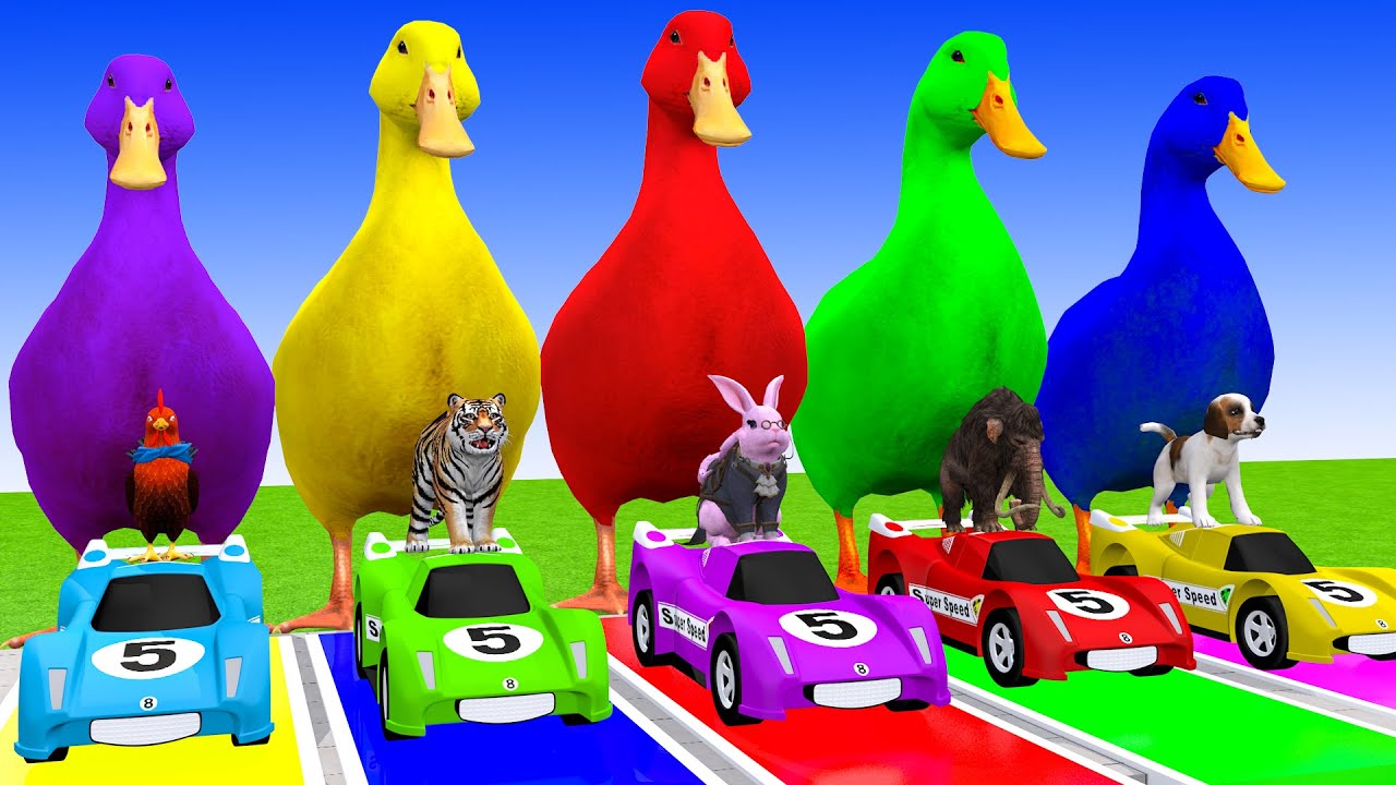 Long Slide Game with Cow Elephant Gorilla Hippopotamus Tiger 3d Animal Game Funny 3d Animals