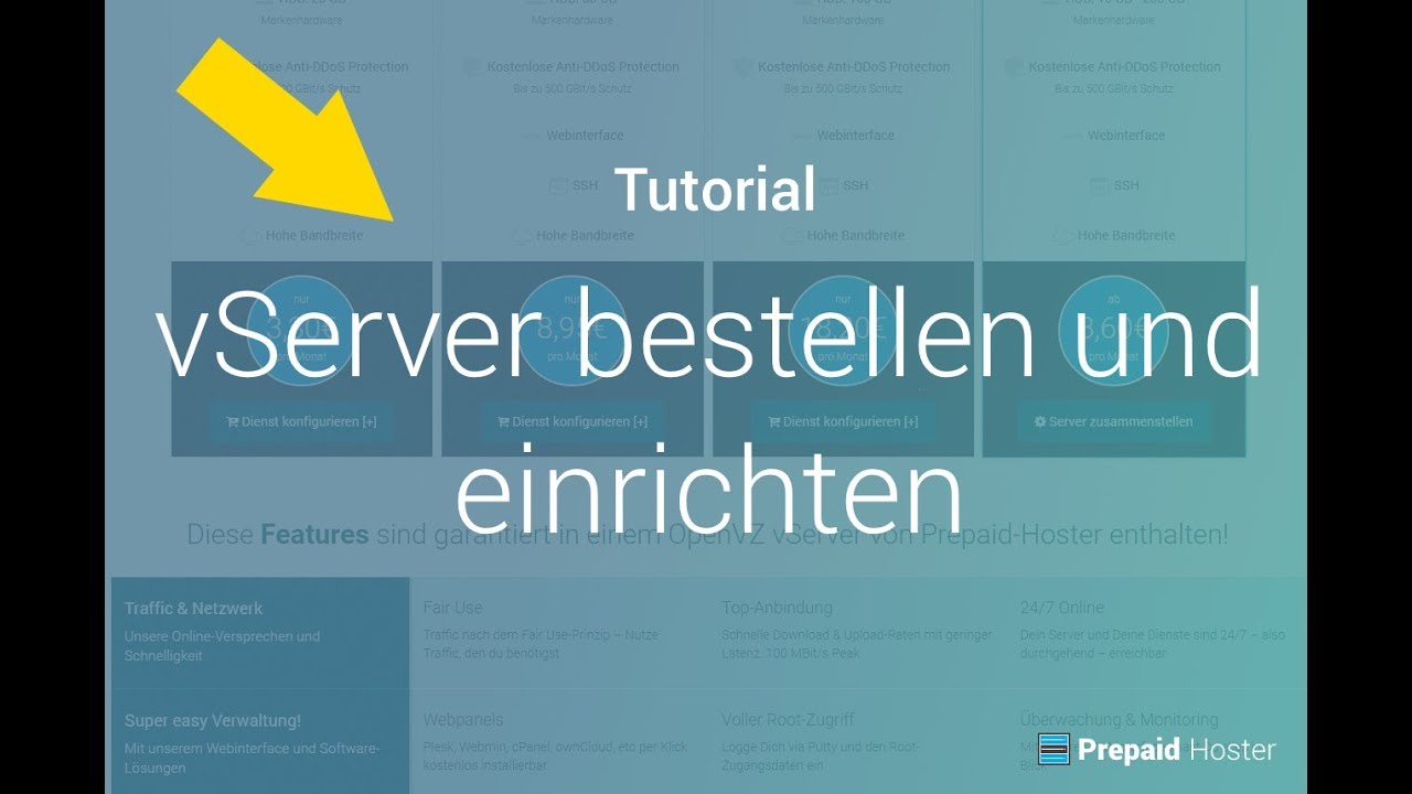 vServer mieten und einrichten - Prepaid-Hoster.de [F&uuml;r Anf&auml;nger] [Deutsch]