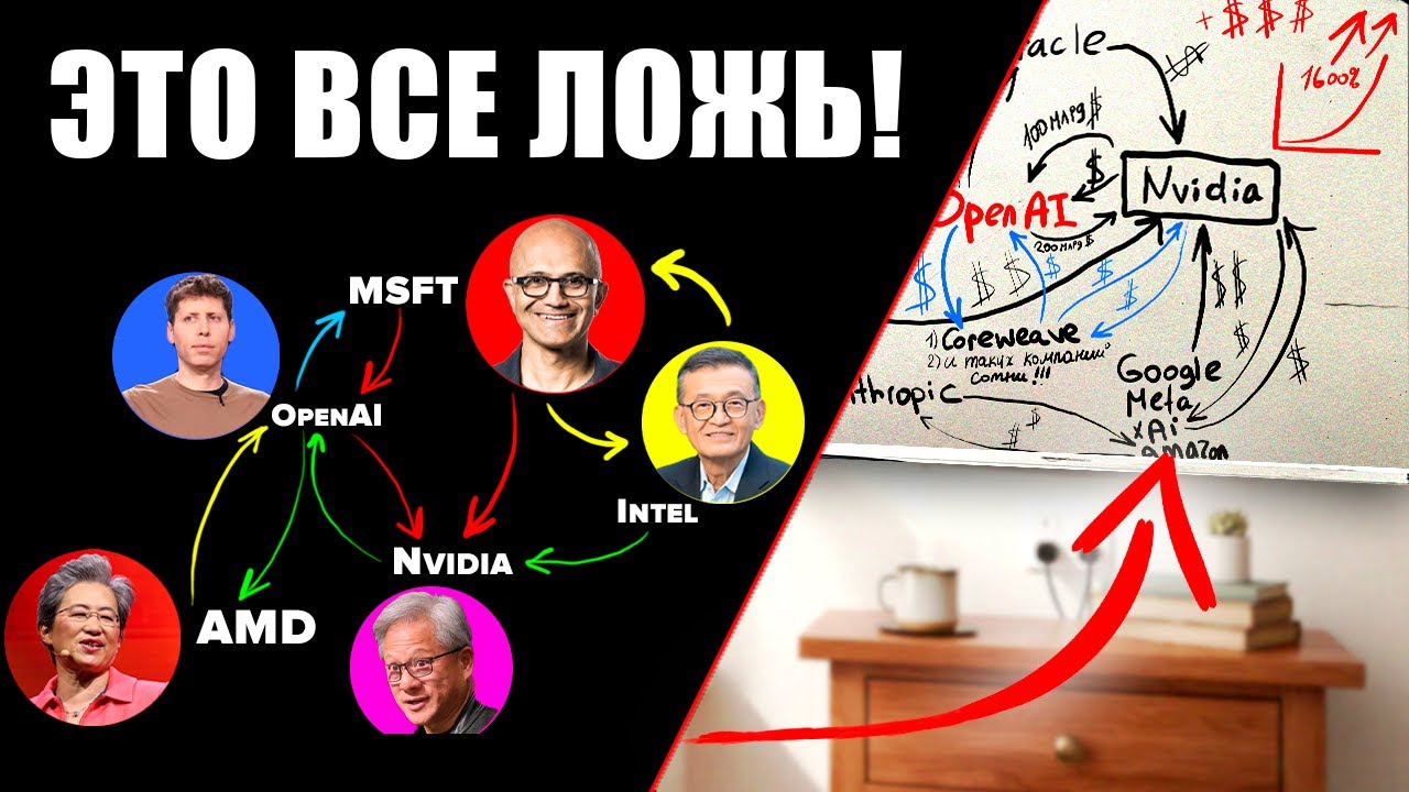 КРУПНЕЙШИЙ ОБМАН В ИСТОРИИ. Круговые сделки на сотни миллиардов: OpenAI и NVIDIA. ВСЁ СКОРО РУХНЕТ?