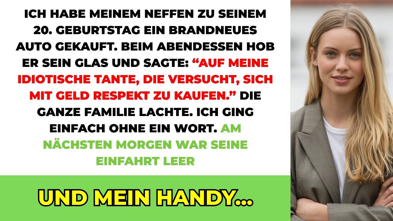 Ich Kaufte Meinem Neffen Zum 20. Geburtstag Ein Neues Auto. Beim Essen Hob Er Sein...