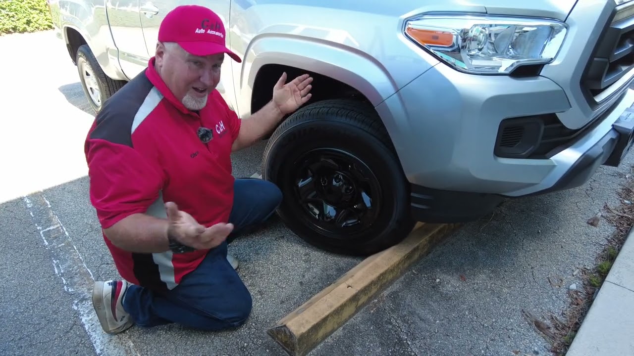 Black Wheel Skins on Toyota Tacoma review & install by Chris from C&H Auto Accessories 754-205-4575