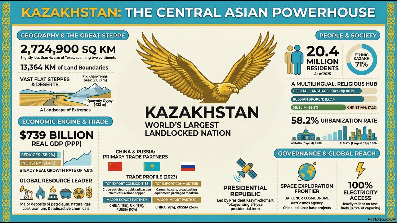 🇰🇿 Kazakhstan Explained in 5 Minutes  | Geography, Economy, Population & Facts