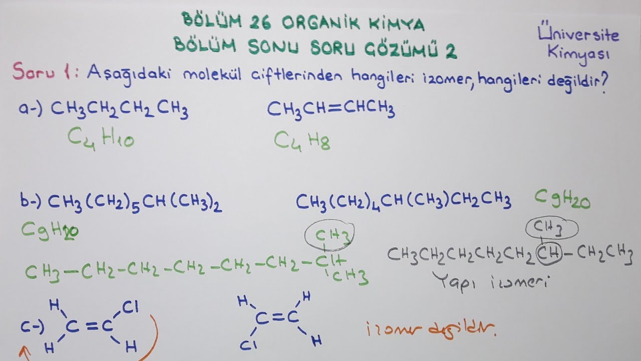 Genel Kimya 2- Bölüm 26-Organik Kimya/Bölüm Sonu Soru Çözümü 2
