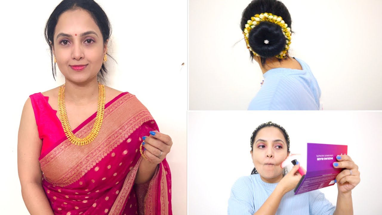 ಹಬ್ಬಕೆ, ಮದುವೆ ಗೆ ಹೆಚ್ಚು ಸಮಯ ಇರುವ ಮೇಕಪ್ & ಹೇರ್ ಸ್ಟೈಲ್ | Long Lasting Makeup Tutorial & HairStyle