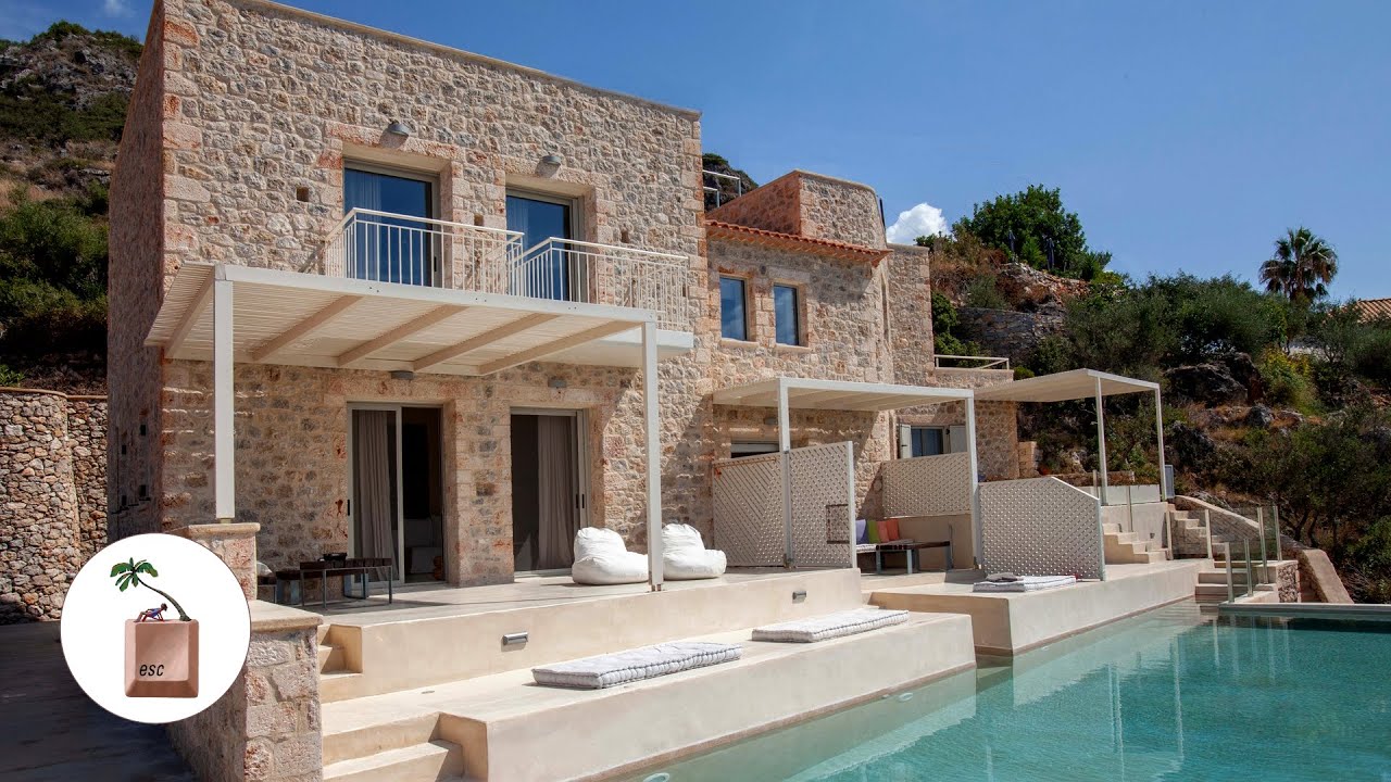 Luxury stone villa, sitting above the beautiful, natural Delphini beach, Stoupa