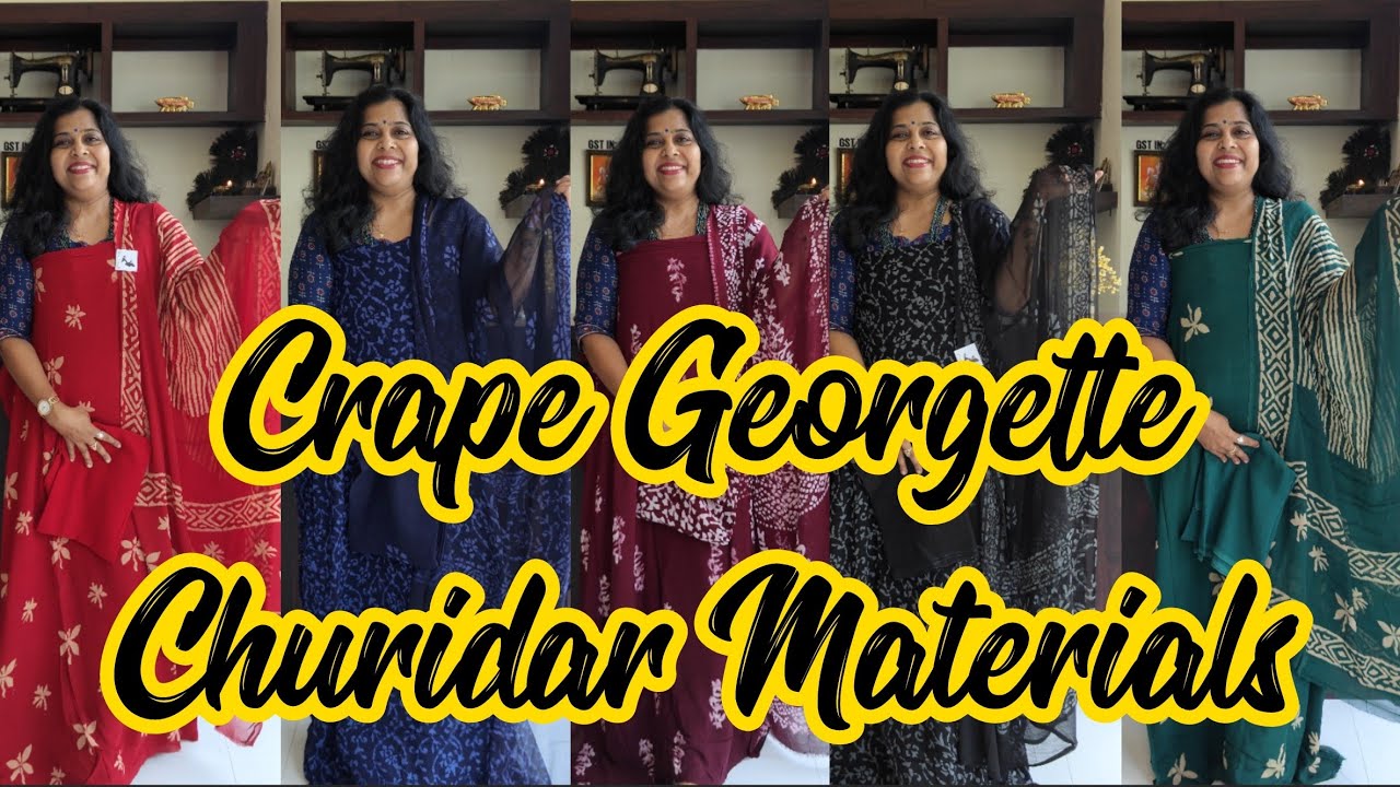 Crape Georgette Churidar Materials 🥰 Unjurus Lifestyle 🥰 Unstitched Churidar Materials 🥰