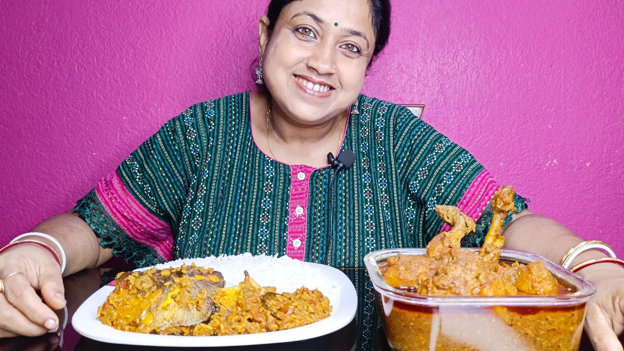 Eating Show II Bhat, Muri ghonto, Chicken Curry 🔥🔥