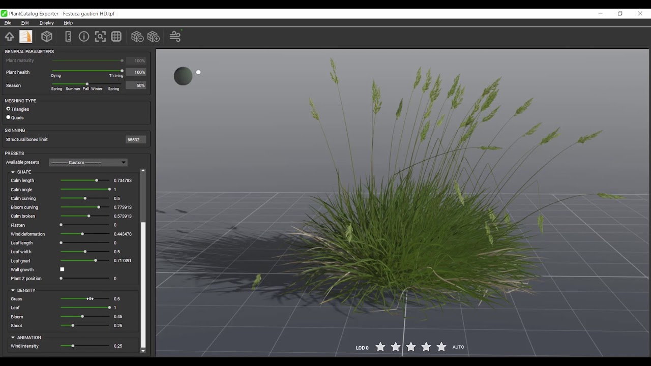 PlantCatalog: 3D Spiky fescue - Festuca gautieri - procedural vegetation engine.