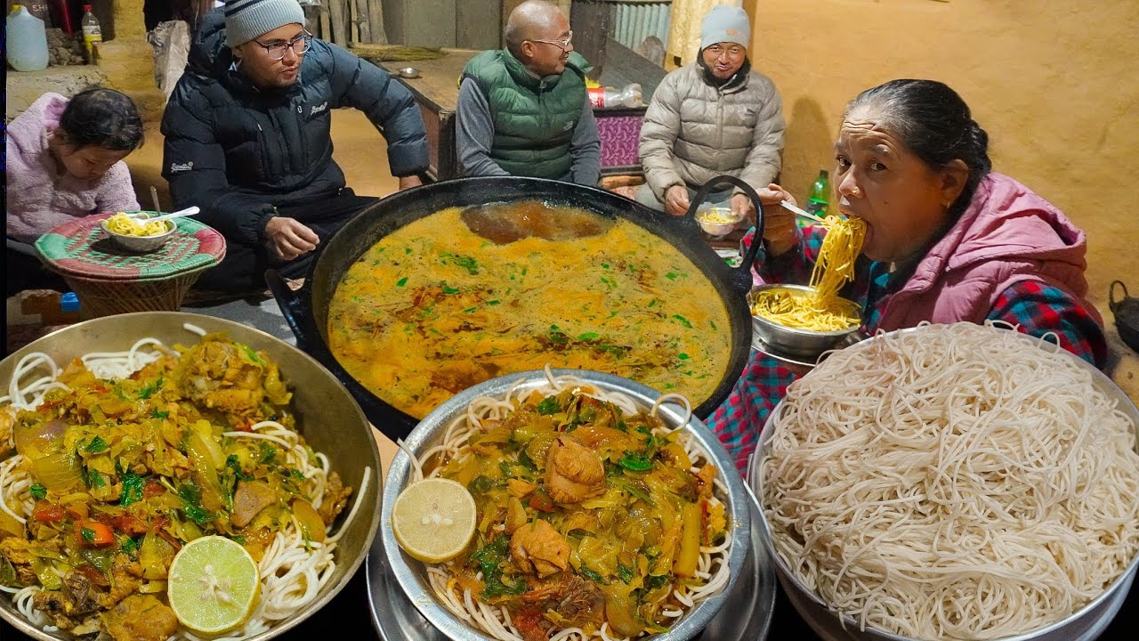 🤤 Cooking and Eating Thukpa in Village Kitchen || Village Lifestyle 🥰